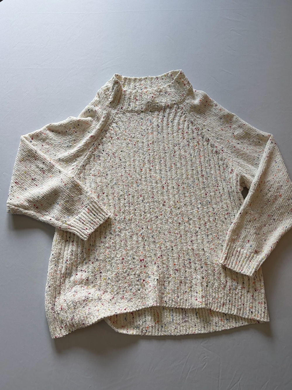 Terra & Sky Cream Speckled Confetti Rainbow Mock Neck Tunic Sweater Cream 2X